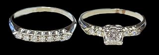 Antique 14k Gold Diamond Engagement Ring Wedding Band Set