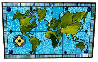 Stained Glass Window Map of the World