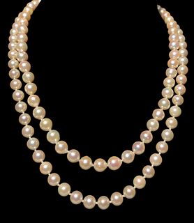Two 14k Gold Cultured Pearl Necklaces
