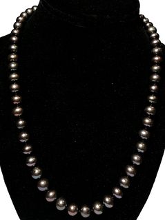 14k Gold Black Cultured Pearl Ball Clasp Necklace