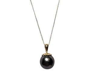14k Gold Cultured Black Pearl Necklace