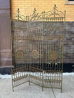 Architectural Wrought Iron Three Panel Screen 