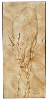 Mid Century Mountain Goat Oil on Canvas