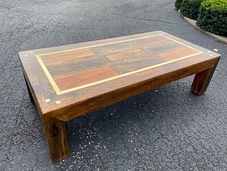 1970's Laurel Canyon Coffee Table, Wood Brass
