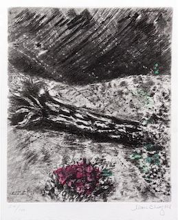 * Marc Chagall, (French/Russian, 1887-1985), La chene et le roseau, pl. 12 (from La Fontaine)