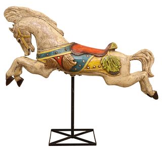 DECORATIVE POLYCHROME PAINTED CAROUSEL HORSE