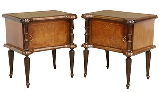 (2) ITALIAN MODERN PARQUETRY BEDSIDE CABINETS