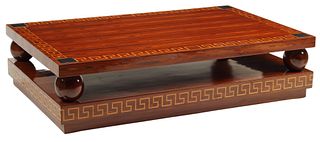 LARGE ART DECO STYLE INLAID COFFEE TABLE