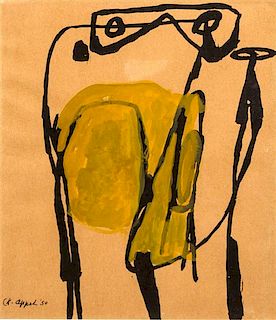 Karel Appel, (Dutch, 1921-2006), Untitled (Cow) (from De Blijde en Onvoorziene Week), 1950