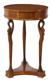 EMPIRE STYLE CARVED WALNUT SWAN SIDE TABLE