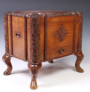 SOUTH ASIAN CARVED CASKET OR TABLE BOX