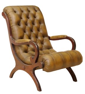 CAMPECHE STYLE BUTTONED LEATHER LOUNGE CHAIR