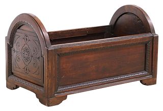 CONTINENTAL RUSTIC CARVED DOLL BED / STORAGE BIN