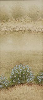 DAVID BROWNLOW (1915-2008) BLUE FLOWERS 8" X 3.75"