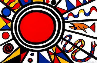 * Alexander Calder, (American, 1898-1976), Sun, Snake and Fish, c. 1970