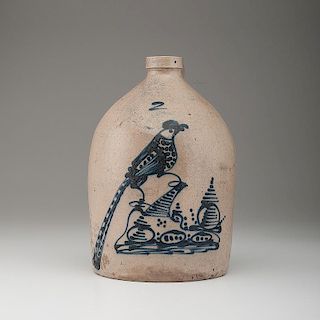 Cobalt Decorated Stoneware Jug with Bird