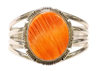 THOMAS FRANCISCO NAVAJO STERLING SPINY OYSTER CUFF