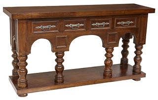 SPANISH BAROQUE STYLE WALNUT CONSOLE TABLE