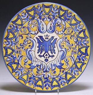SPANISH TALAVERA POTTERY ARMORIAL CHARGER