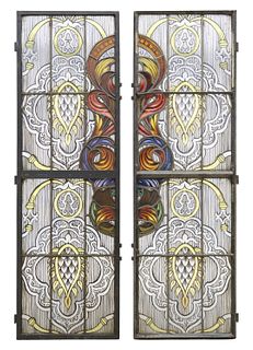 (2) ARCHITECTURAL STAINED & LEADED GLASS WINDOWS