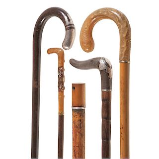 Sterling and Tortoise-Handled Canes and Pipe Cane