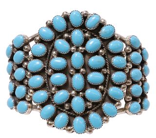 KATHLEEN CHAVEZ NAVAJO STERLING & TURQUOISE CUFF