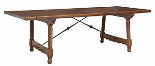 SPANISH BAROQUE STYLE OAK DINING TABLE, 98.5"L