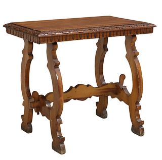 SPANISH BAROQUE STYLE CARVED WALNUT SIDE TABLE