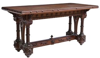 SPANISH RENAISSANCE REVIVAL CARVED HALL TABLE