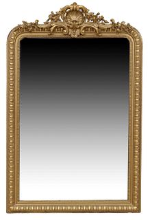 FRENCH GILT PAINTED SHELL & FOLIATE MIRROR