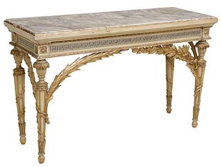 NEOCLASSICAL STYLE PARCEL GILT & MARBLE CONSOLE