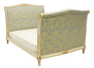 FRENCH LOUIS XVI STYLE UPHOLSTERED ALCOVE BED