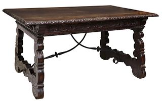 SPANISH BAROQUE STYLE CARVED EXTENSION TABLE