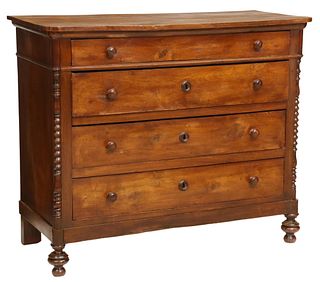 LOUIS PHILIPPE PERIOD FOUR-DRAWER WALNUT COMMODE