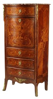 LOUIS XV STYLE MARQUETRY SECRETAIRE A ABATTANT