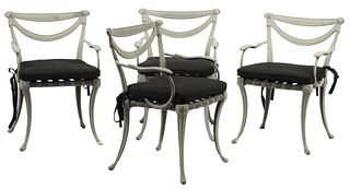 (4) PAINTED METAL GARDEN OR PATIO ARMCHAIRS