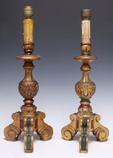 (2) BAROQUE STYLE GITLWOOD TABLE LAMPS, SPAIN