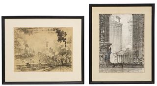 (2) JOSEPH PENNELL (D.1926) LITHOGRAPHS, EUROPE