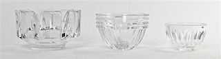 Two Orrefors Glass Bowls, Width of widest 7 1/4 inches.