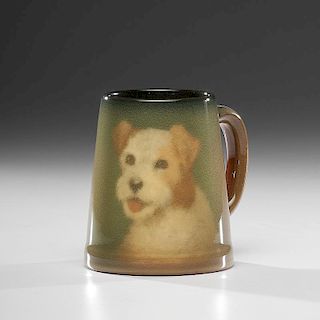 Rookwood Pottery Dog Mug, E.T. Hurley