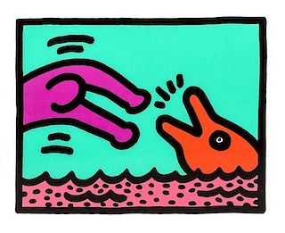 * Keith Haring, (American, 1958-1990), Untitled, Plate I (from Pop Shop V), 1989