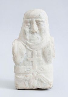 COLONIAL CARVED MABLE FRAGMENT OF A PRIEST