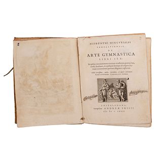 Mercurialis Foroliviensis, Hieronymi. De Arte Gymnastica Libri Sex. Amstelodam,1672. Fronstisicio y 27 láminas.