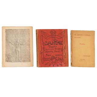 Méndez Rivas, Joaquín. Cuauhtémoc, Tragedia / Geórgicas. México, 1923 / 1925. Uno firmado y dedicado por el autor.