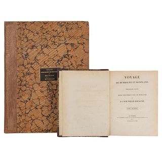 Humboldt, Alexandre de. Essai Politique sur le Royaume de la Nouvelle Espagne. Paris,1811. Tomos I - II y Atlas. Piezas: 3.