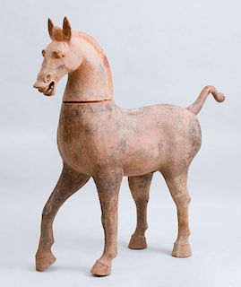 LARGE CHINESE POTTERY HORSE, HAN TYPE