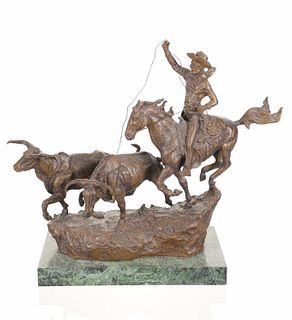 C.M. Russell (1864-1926) The Round Up Bronze