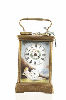 19th C. French Enameled Repeater Carriage Clock