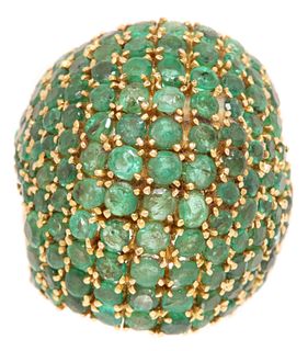 ESTATE 14KT GOLD & 8.5CTTW EMERALD DOME RING