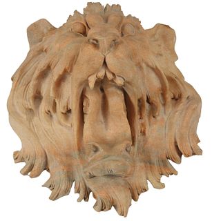 LARGE ARCHITECTURAL CARVED MARBLE LION'S MASK